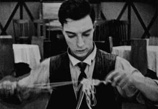 Buster Keaton Eating Pasta GIF