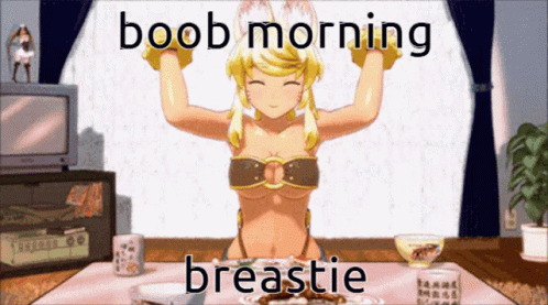 Busty Anime Girl Good Morning Liru Wolfgirl GIF