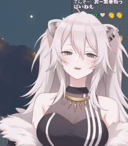 Busty Anime Silver Gray Hair GIF