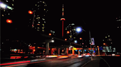 Busy City Street At Night GIF