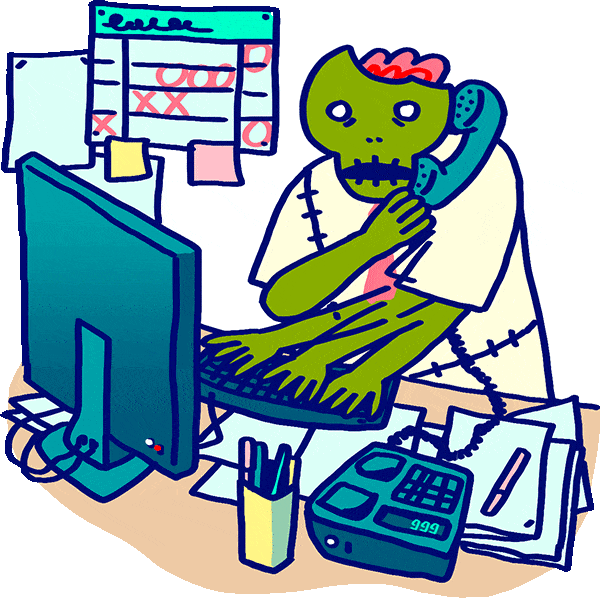 Busy Monday Multi Tasking Skeleton GIF