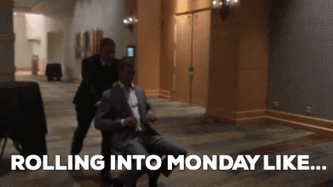 Busy Monday Office Chair Push GIF