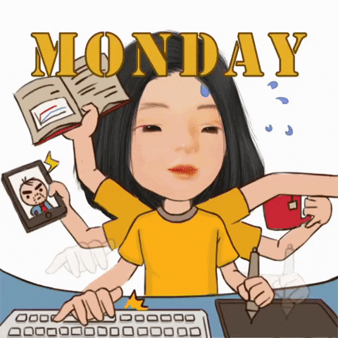 Busy Monday Panicking Multi Tasking Cartoon Lady GIF