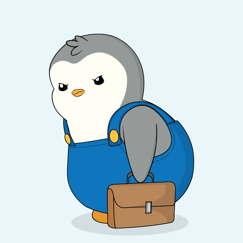 Busy Monday Pudgy Penguin Going To Work GIF
