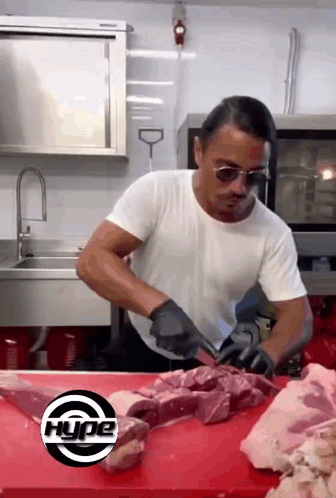 Butcher Cutting Meat GIF