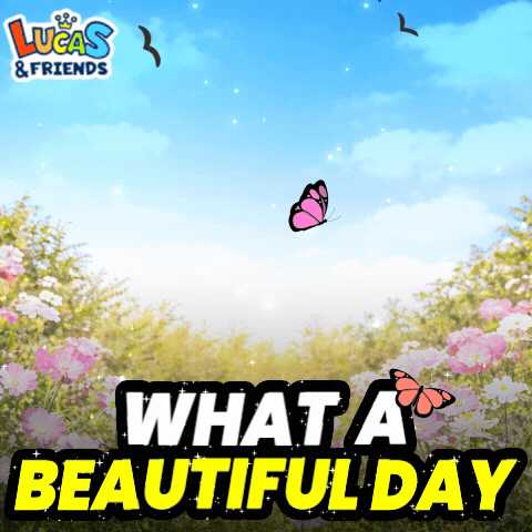 Butterflies Flying Over Pink Flowers Lucas & Friends GIF