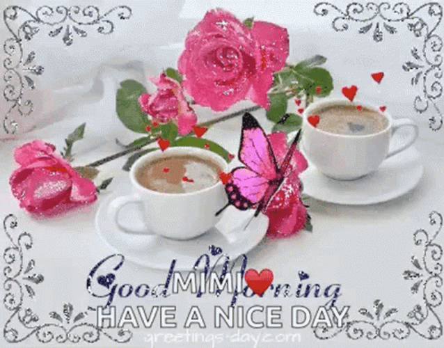 Butterfly And Roses Happy Good Morning GIF