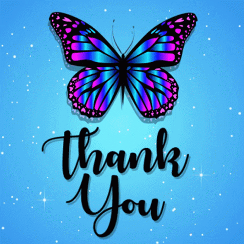 Butterfly Blue Thank You GIF