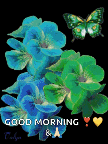 Butterfly Flying Over Blue Flowers