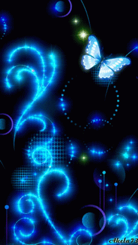 Butterfly Flying Over Blue Swirl Cibela73