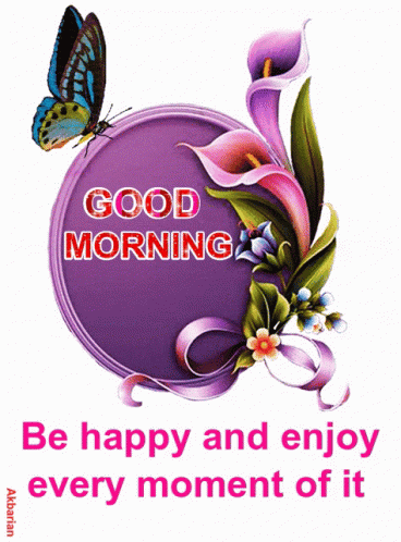 Butterfly on Purple Good Morning Circle