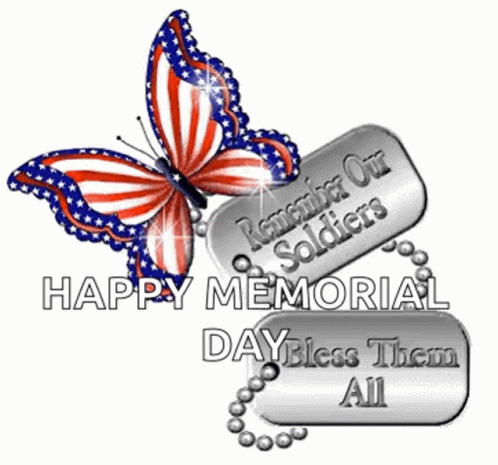 Butterfly Over Dog Tag Saying Happy Memorial Day