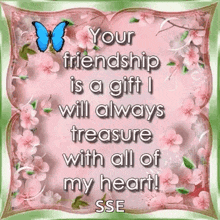 Butterfly Saying Your Friendship Is A Gift GIF