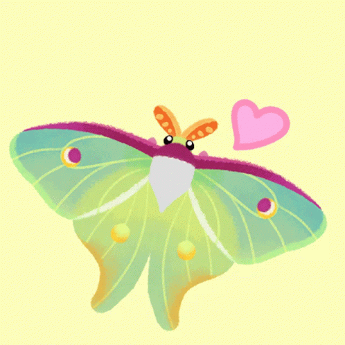 Butterfly With Pink Heart On Yellow Background GIF