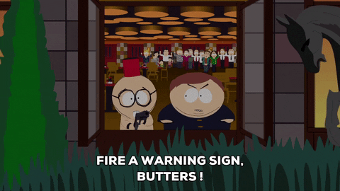 Butters And Cartman Fire A Warning Sign GIF