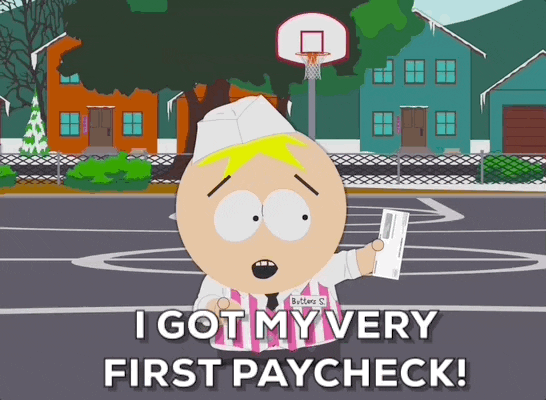 Butters Got His First Paycheck GIF