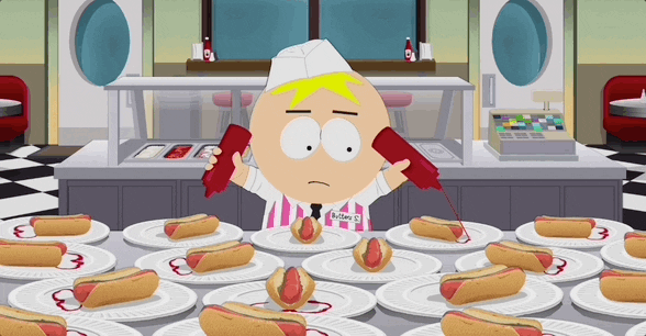 Butters Serving A Lot Of Hotdogs GIF