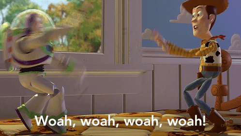 Buzz Lightyear and Woody Fighting Woah Woah Woah