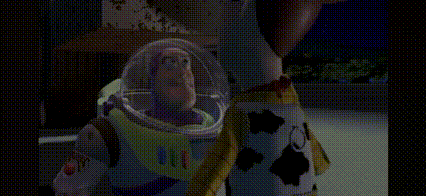 Buzz Lightyear And Woody From Toy Story Are Talking To Each Other GIF