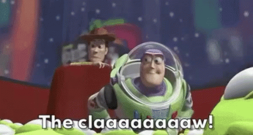 Buzz Lightyear From Toy Story Is Sitting Next To Woody In A Chair And Talking . GIF