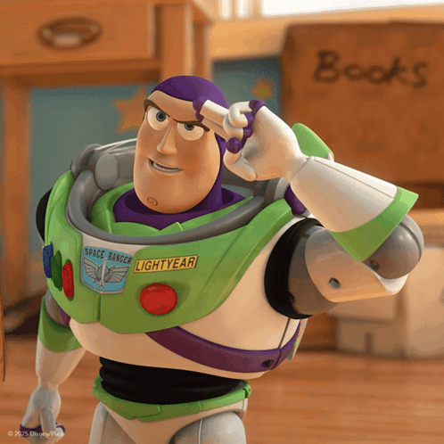 Buzz Lightyear From Toy Story Scratches His Head GIF