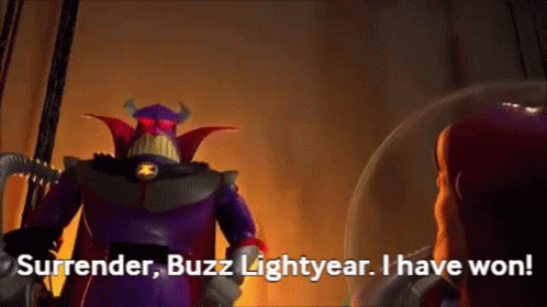 Buzz Lightyear Surrender I Have Won GIF
