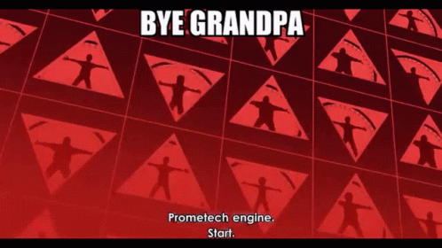 bye grandpa is written on a red and black background