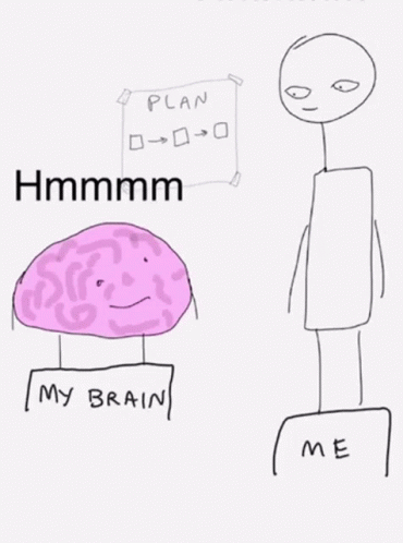 C'mon Do Something Human And Brain Staring GIF