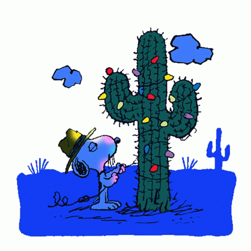 Cactus Christmas Lights Snoopy GIF
