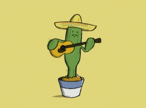 Cactus Cowboy Holding Guitar GIF