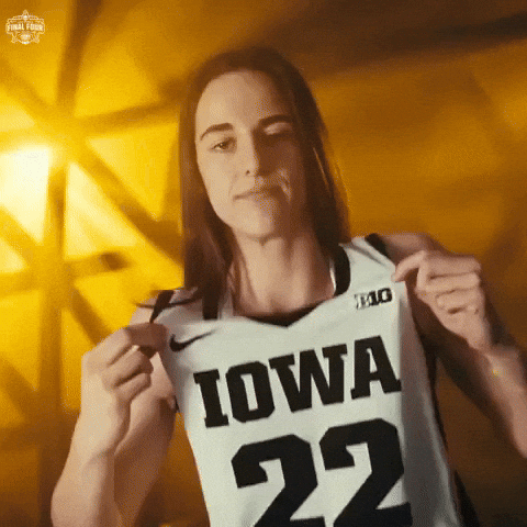 Caitlin Clark Showing Off Iowa Jersey GIF