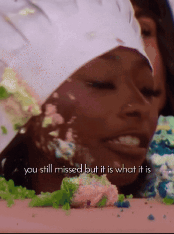 Cake-Covered Woman Chef Hat You Still Missed It Is What It Is GIF