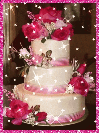 Cake Happy Birthday With Rose Flower GIF