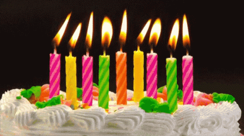 Colored Candle Cake Happy Birthday GIF