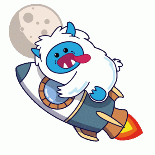Cake Monster Riding Rocket In Outer Space GIF