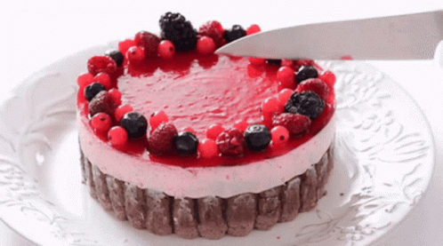 Cake With Berries Cut