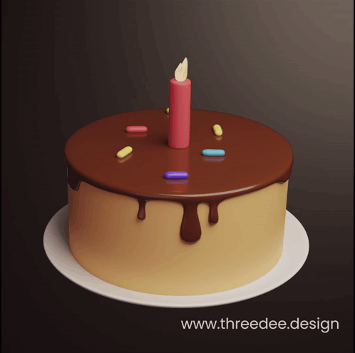 Cake with Candle and Sprinkles
