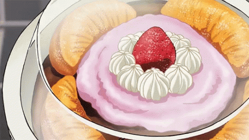 Cake With Whipped Cream And Strawberry GIF