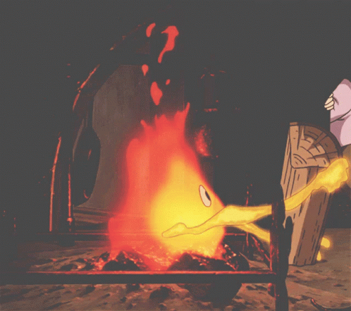 Calcifer Eating Up A Log GIF