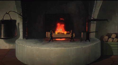 Calcifer On The Fireplace GIF