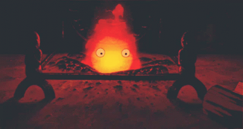 Calcifer Swallowed A Log GIF
