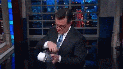 Calculator Stephen Colbert Typing GIF