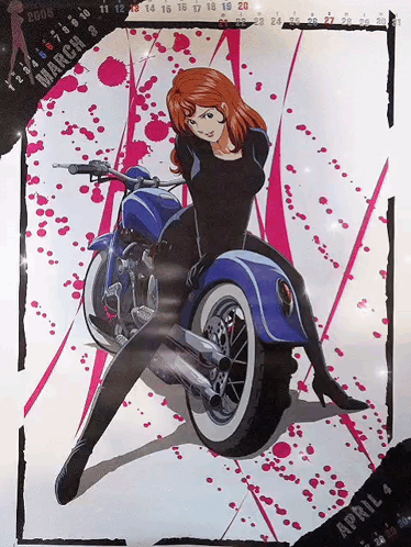 Calendar Woman Riding Motorcycle April 4