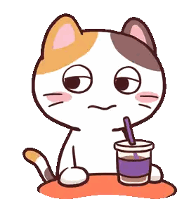 Calico Cat Drinking Through Straw