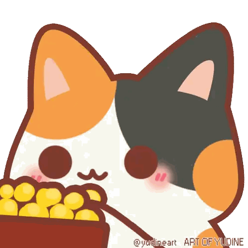 Calico Cat Eating Food