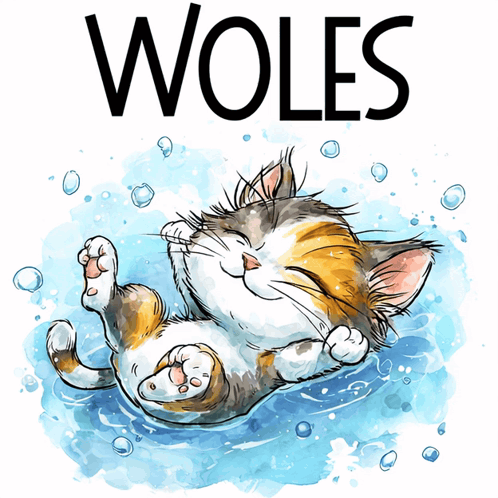 Calico Cat Swimming With Woles