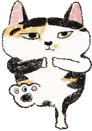 Calico Cat With Yellow Eyes And Pink Ear
