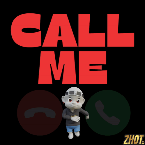 Call Me Poster With Cartoon Character GIF