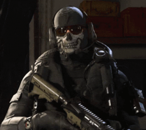 Call Of Duty Ghost Nodding With Gun In Hand GIF