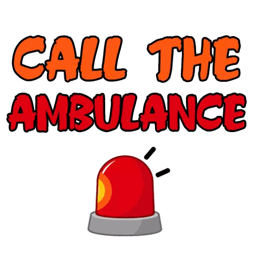 Call the Ambulance Sign with Red Light